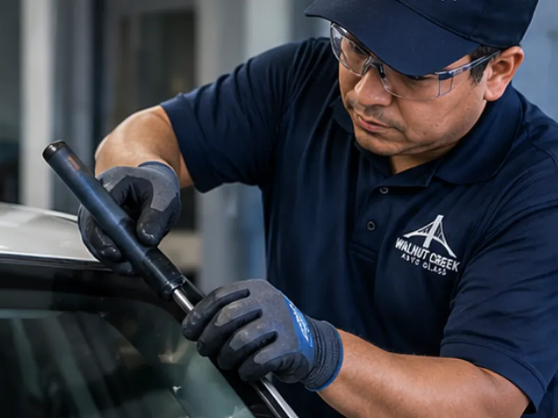 Auto Glass of Bellevue technician handling glass repair